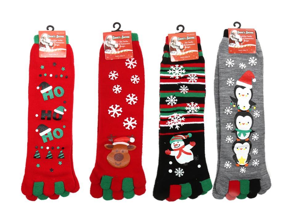 S.Secrets Xmas Youth Toe Socks , 17"H, 6asst., header card