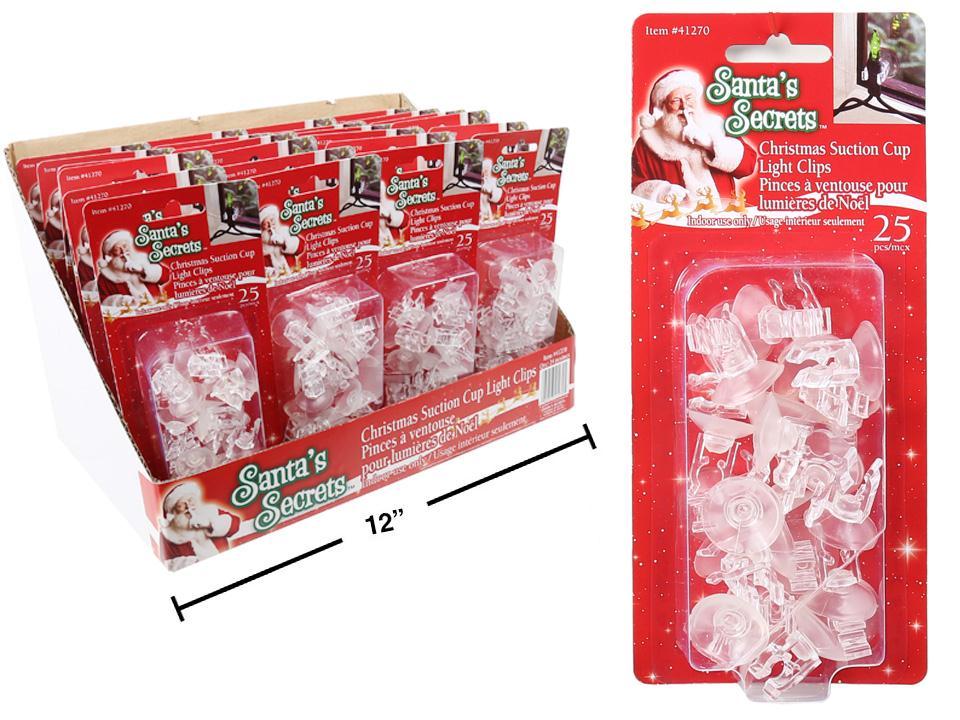 S.Secrets 25ct. Christmas Suction Cup Light Clips, b/c, 24pcs/PDQ