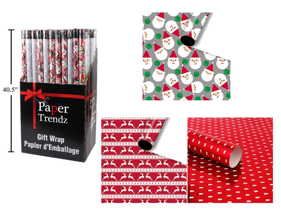 Paper T. 40"x144"Extra Wide Single Roll Wrap(40sqft.), 2asst., 36/PDQ