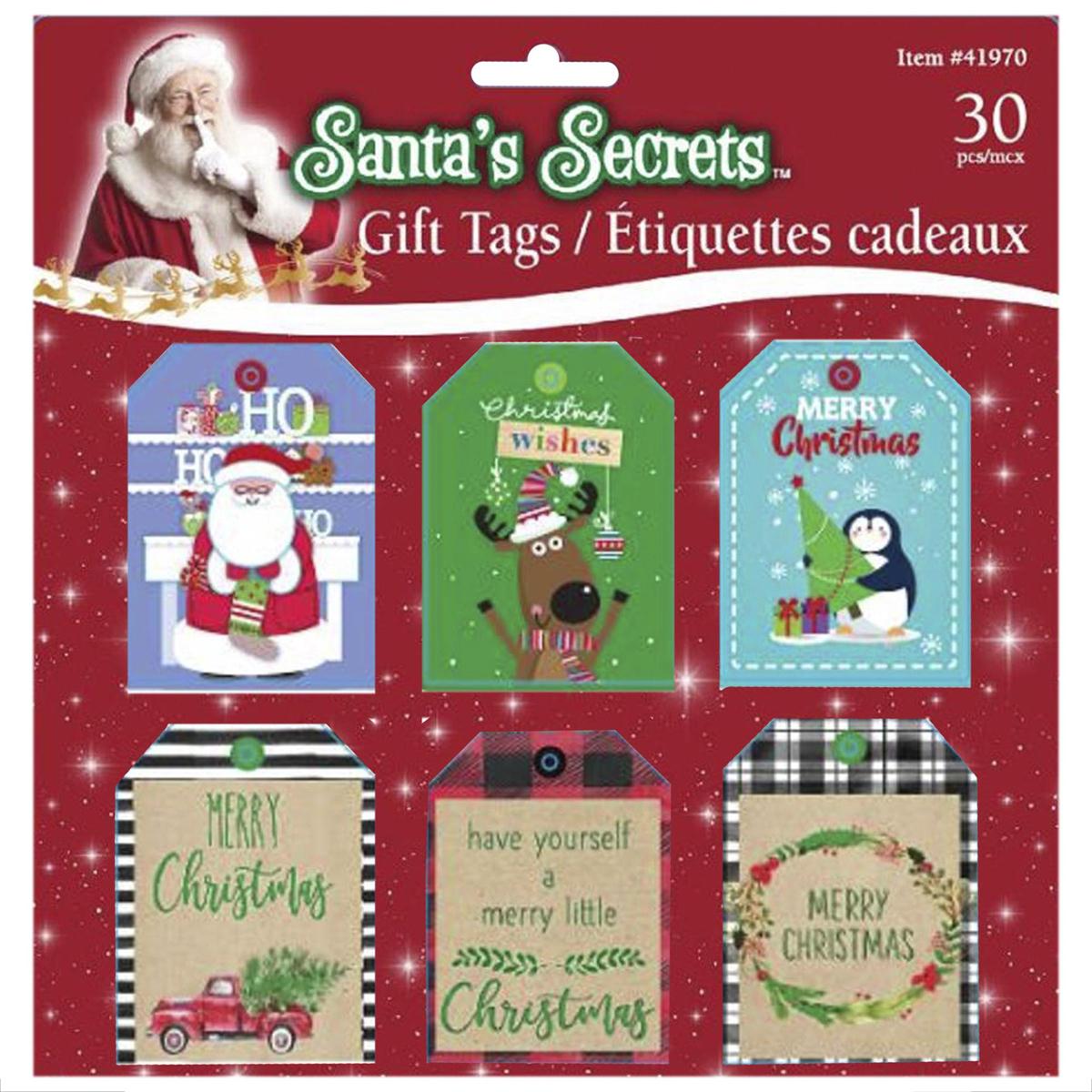 S.Secrets Xmas 30ct. Luxury Foil Gift Tags, b/c
