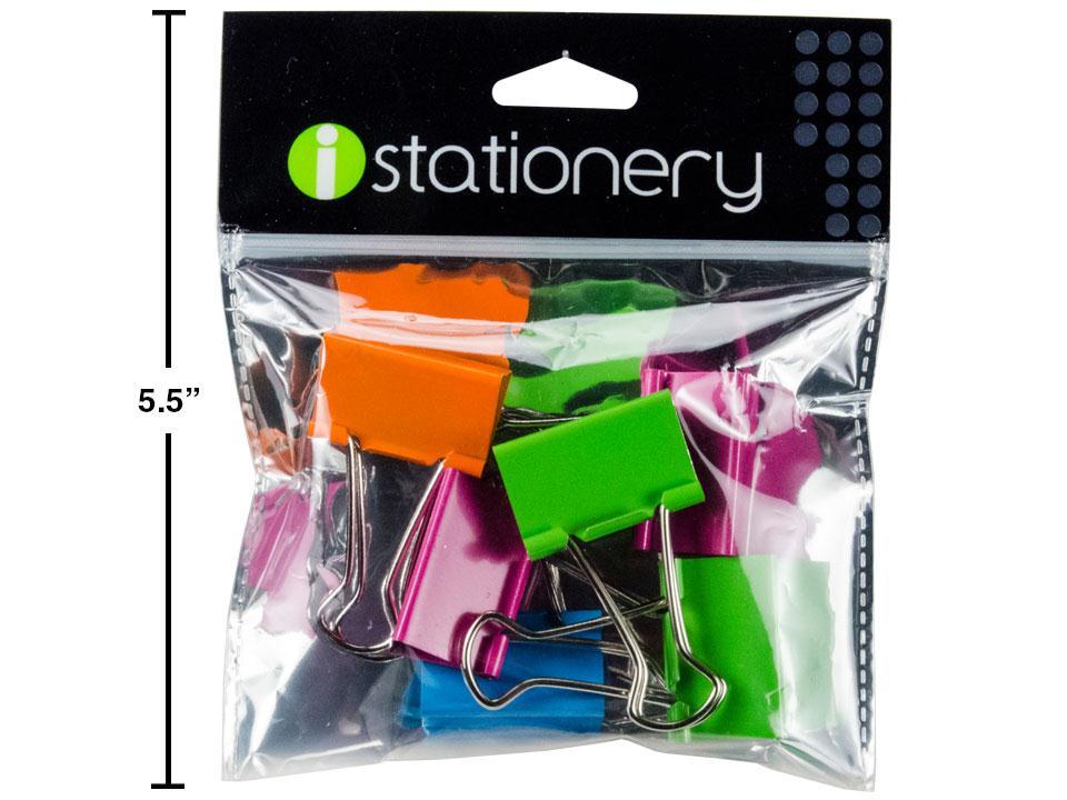iStationery, 6-Pc Binder Clips, 32mm, 4 Assorted Colours, zip bag
