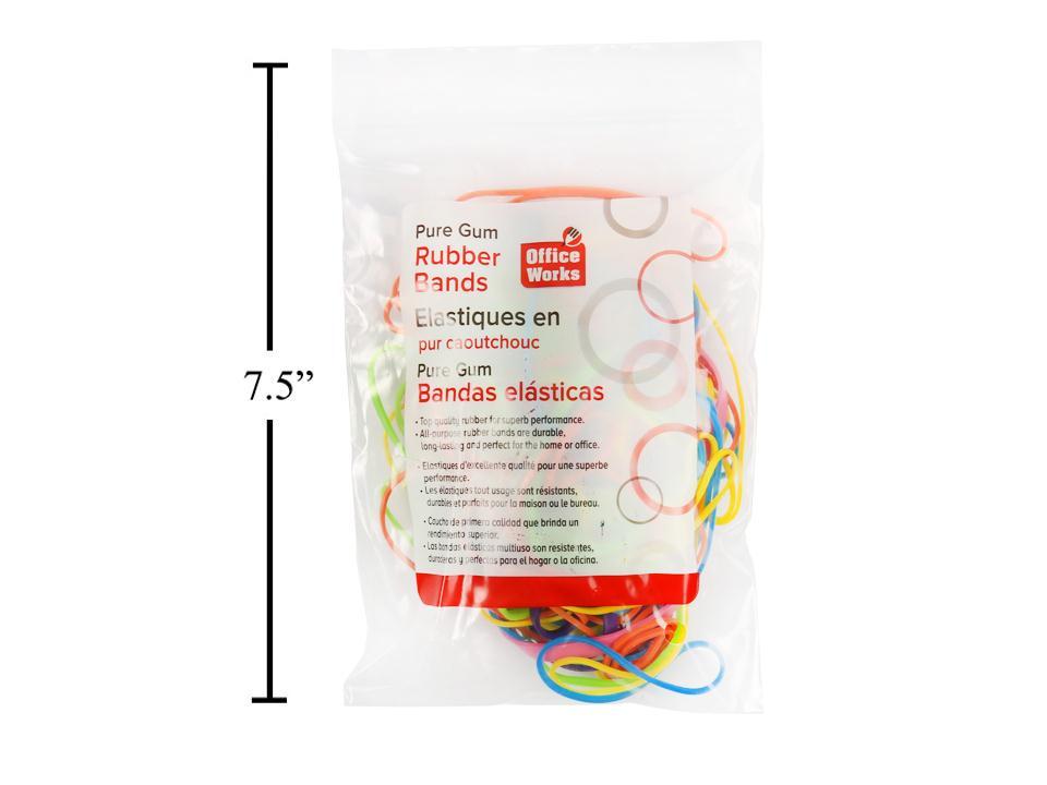 O.WKs 1.5oz Assorted Sizes and Colors Rubber Bands in Ziplock Bag
