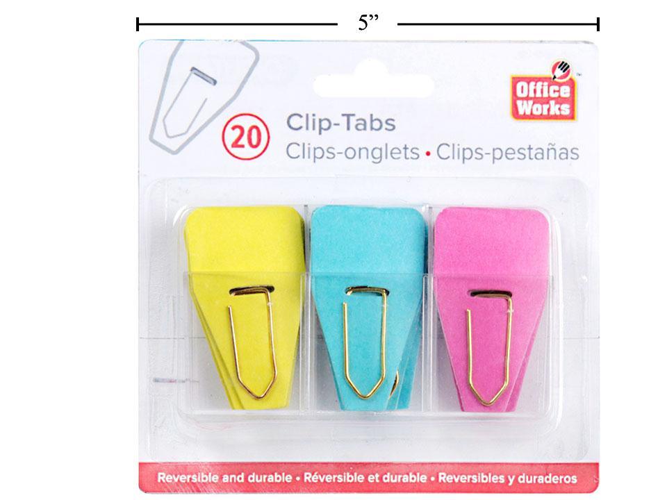 O.WKs. 20-Piece Clip-On Binder ID Tab Set in Three Colours, Blister Packaged.