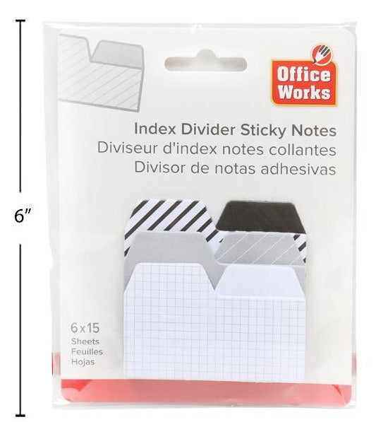 O.WKs Index Divider Sticky Notes, 15 Sheets