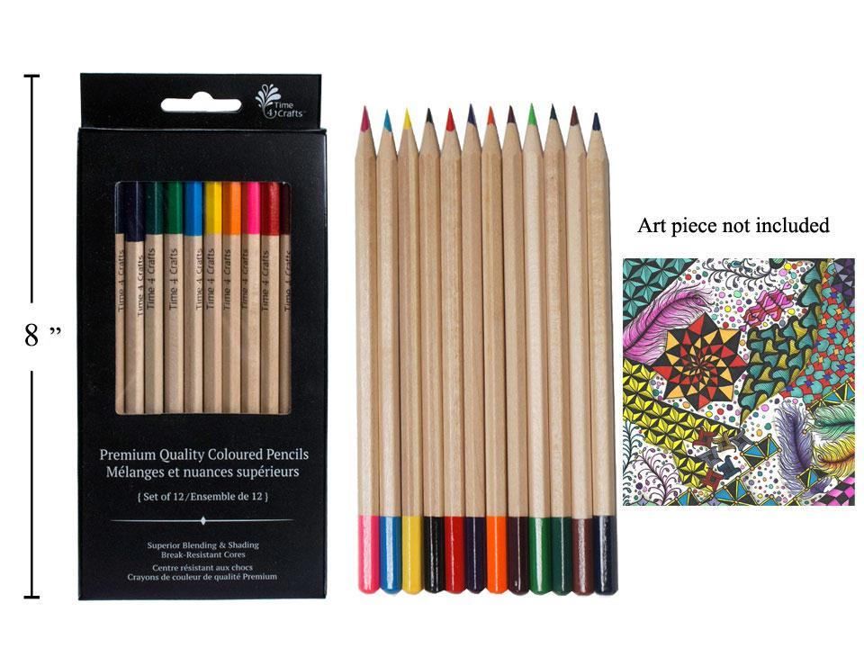 T4C 12-Piece Premium Quality Colouring Pencils with Hexagonal Barrel and Coloured Tip