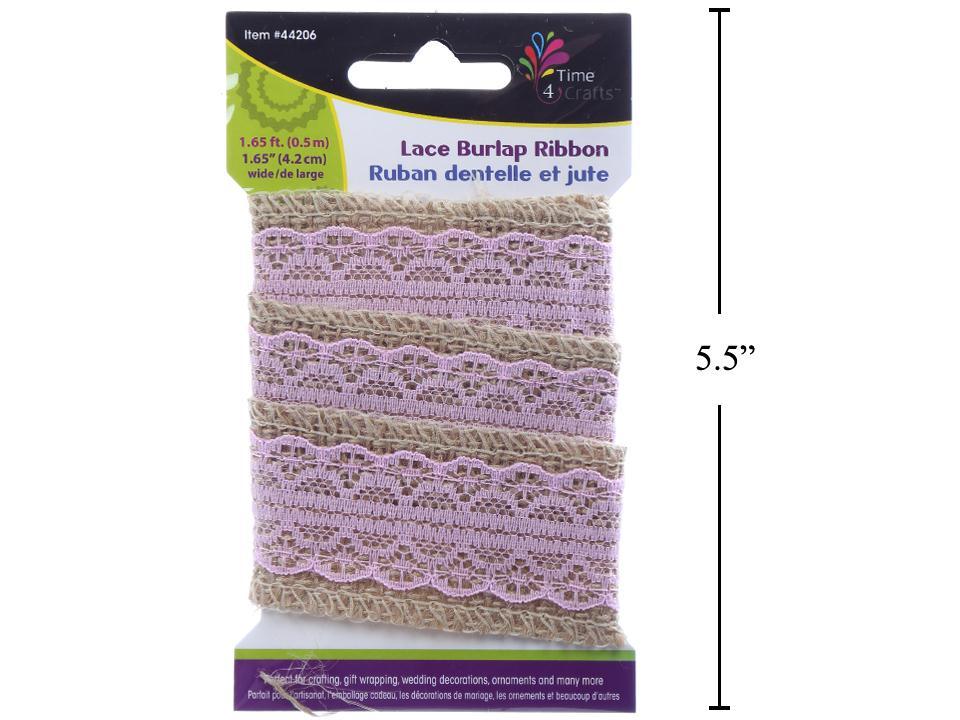 Time 4 Crafts 1.65 ft Burlap Ribbon Lace, 1.65" Wide