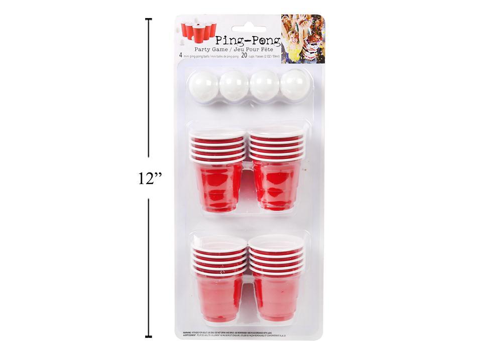Ping Pong Party Game with 4 Mini Balls and 20 Mini Cups (2 oz)