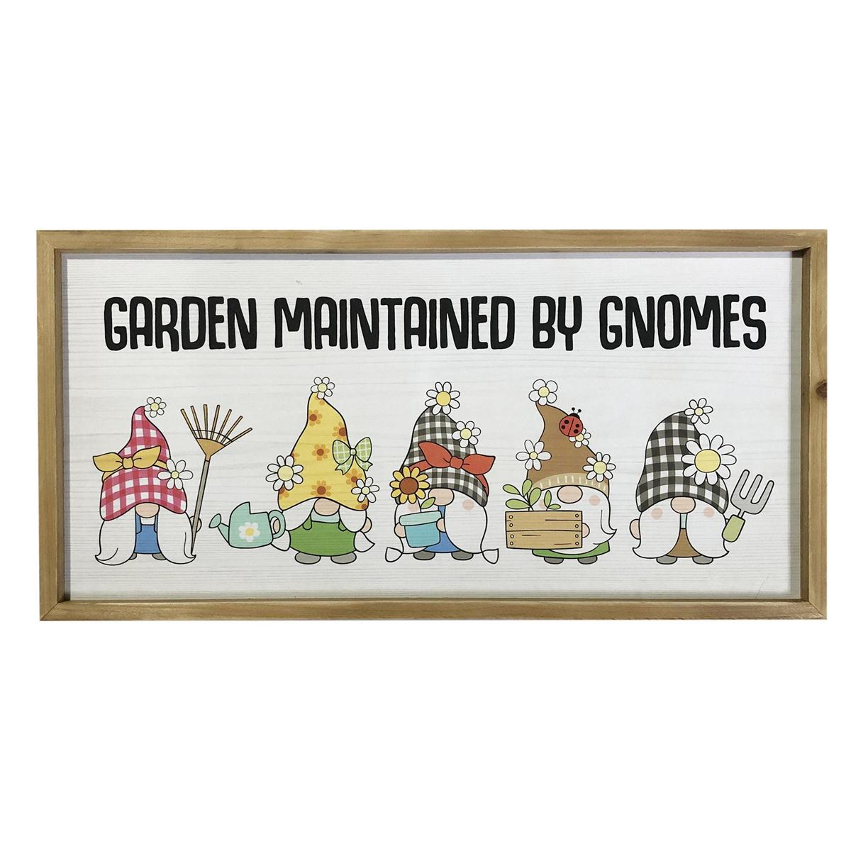 Country G. 11.8"x23.6"MDF Gnome Wall Plaque w/Frame, shrink w/label