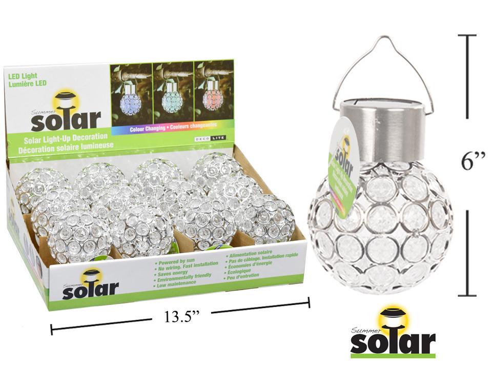 Solar Plastic Hanging LED 4" Light Globe,Colour Changing