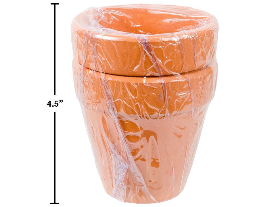 Garden E. 3.5" H 2pk Terracotta Pots, shrink wrapped with label