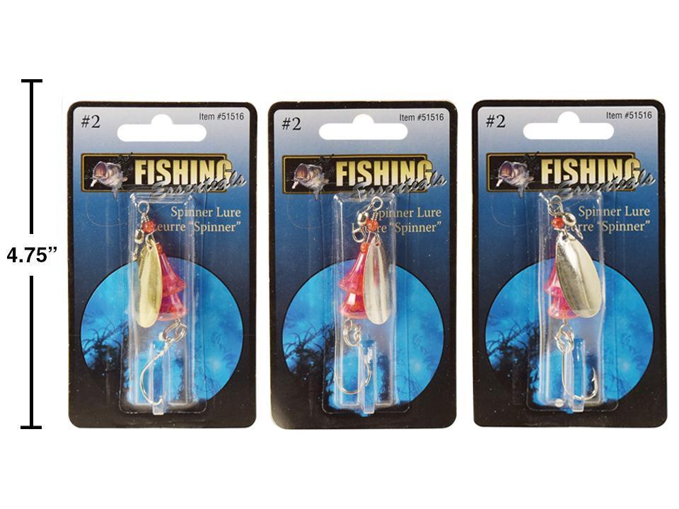 Fishing Spinner Style Lure, #2 Brass, Nickel Fire Orange