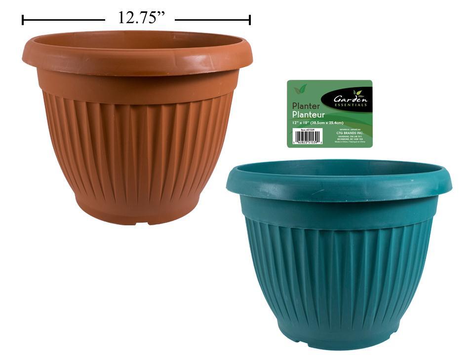 Garden E. Plastic Round Planter, 12"dia.x10"