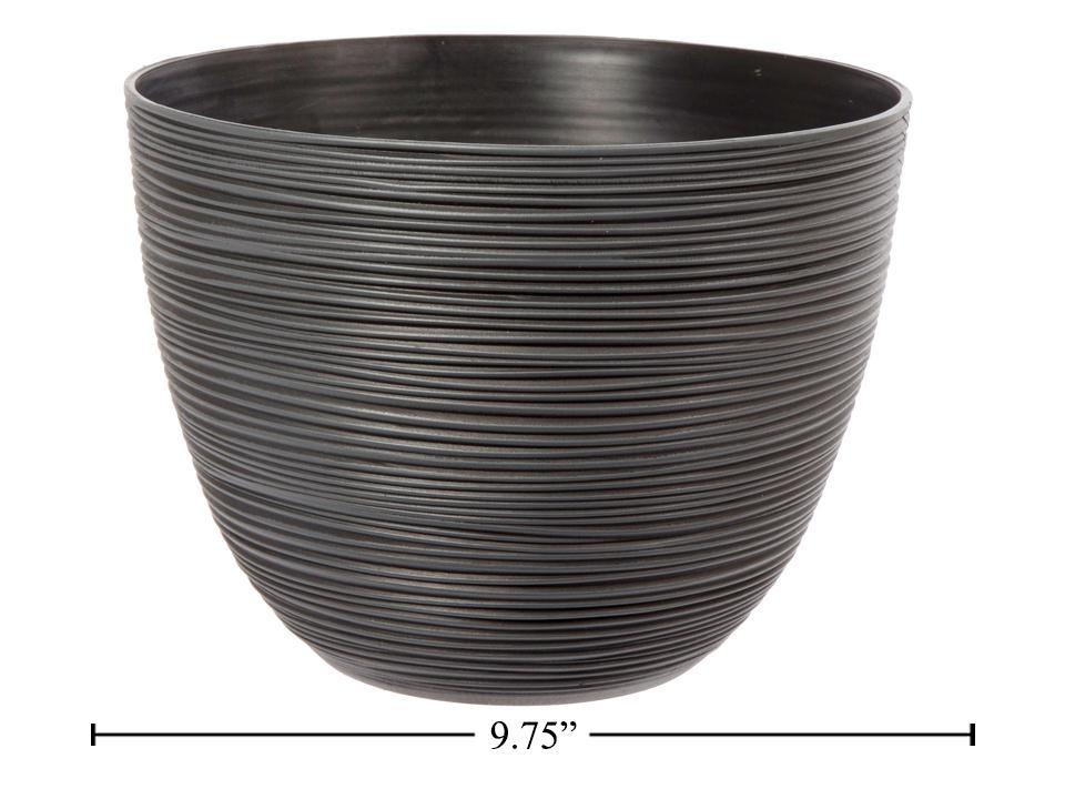 Garden E. Ribbed Plastic Planter, 9.75"Dia.x7.5''H