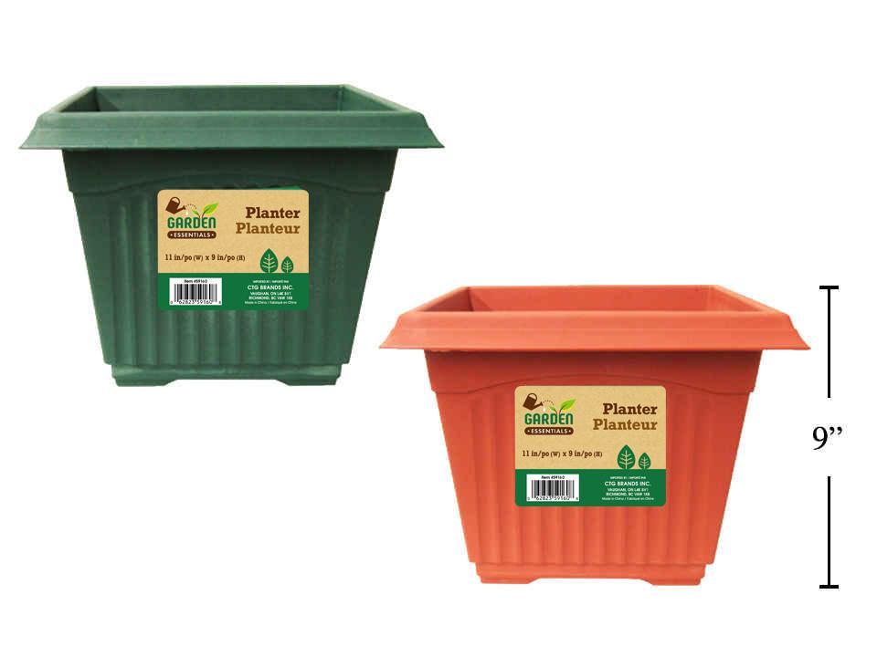 Garden E. Large Plastic Square Planter, 11"Wx9"H