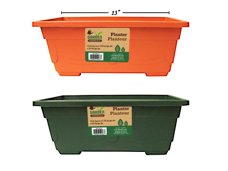 Garden E. 13" Rectangular Plastic Planter, 13"Lx7.75"Wx5.6"H