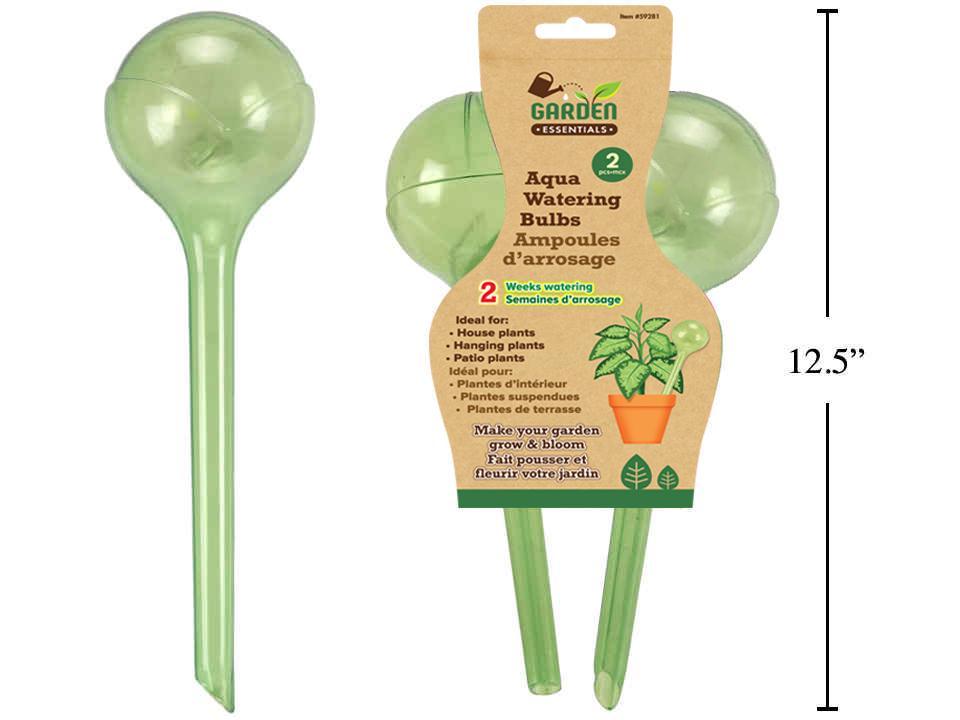 Garden E. 2pk Aqua Globe Watering Bulbs, Sleeve Card; 3.3"Dia.x11.4"H