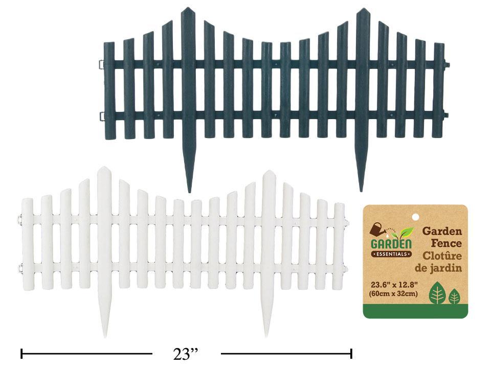 Garden E. 24"L Plastic Fence, 2/c: Green/White, 23.6"Lx12.8"H, cht