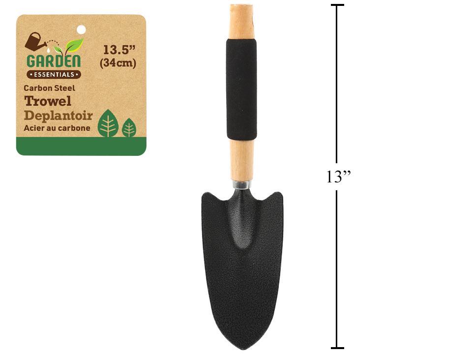 Garden E. 13.5" Carbon Steel Trowel w/Wooden Handle and Foam Grip