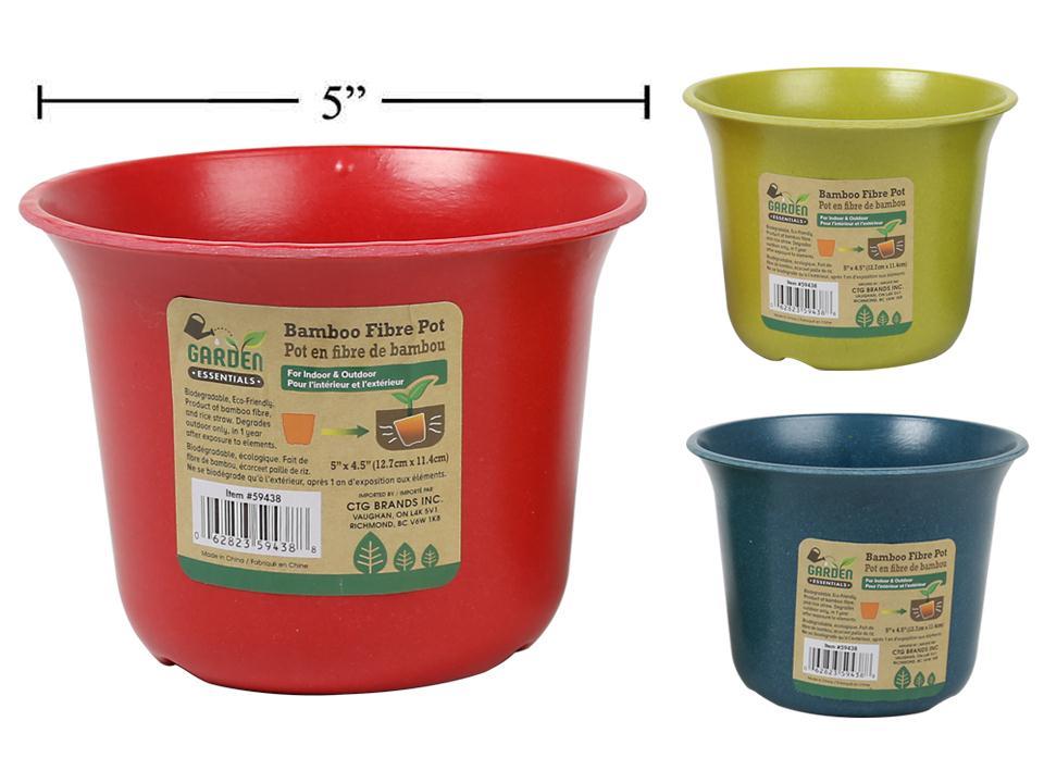 Garden E. Bamboo Fibre Bio. Round Pot, 5"dia.x4.5"H