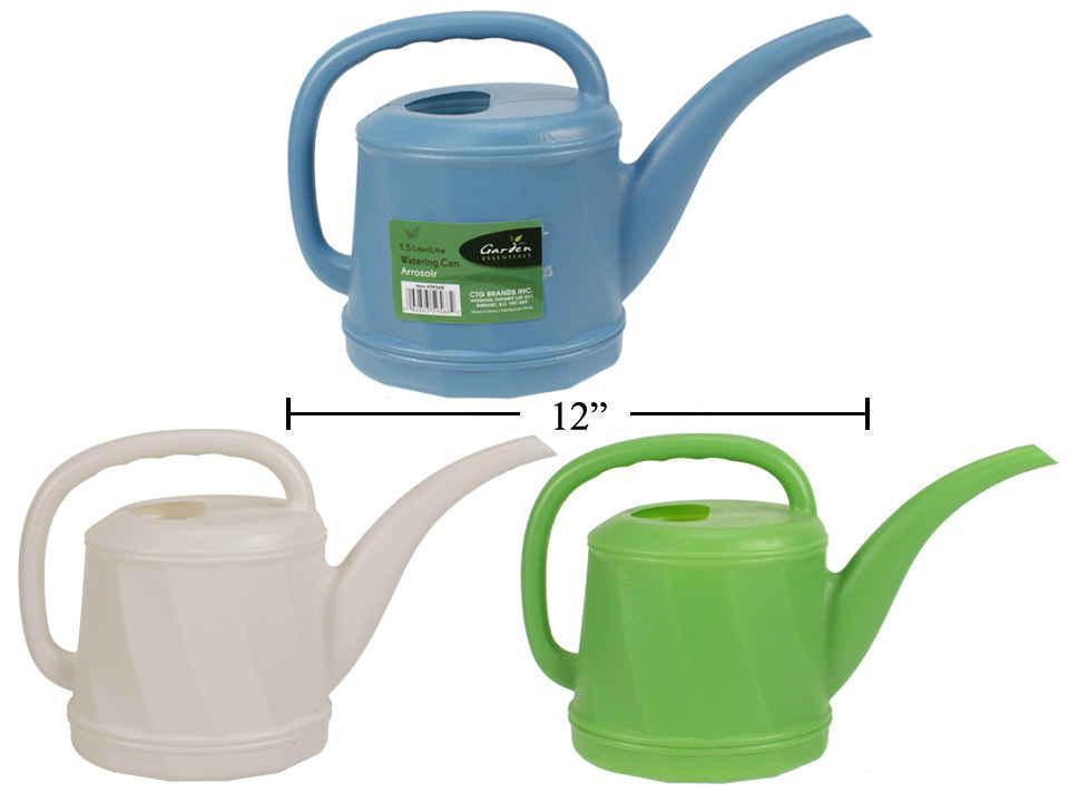 Garden E. 1.5L(53oz.) Watering Can, 3 colours,12"Wx7"H, label (ES14475)