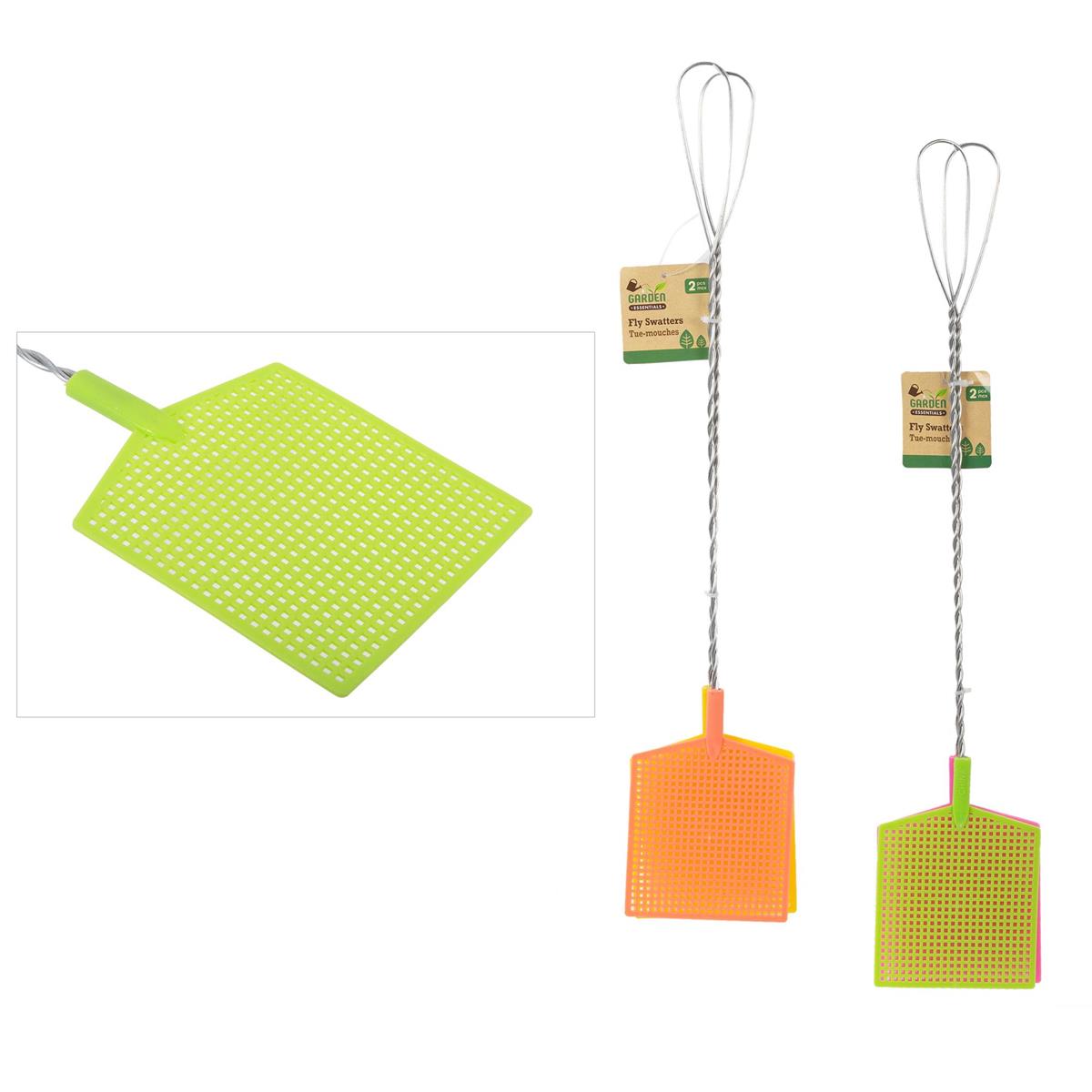 Garden E. 2pcs Fly Swatters w/Metal Handles, 21"L