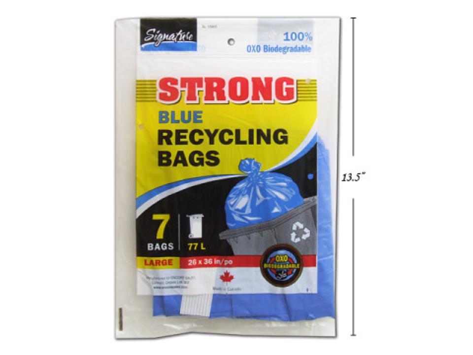 SiG.Kit 7-Piece 26x36" Blue Garbage Bags for Outdoor Recycling