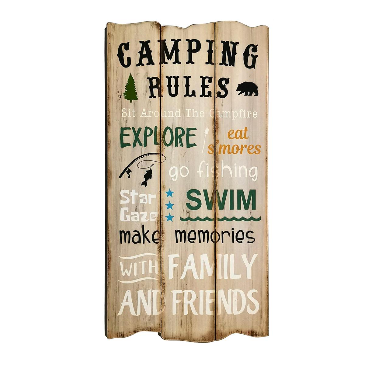 Camping RulesMDF Plaque, 11.8"x23.6"