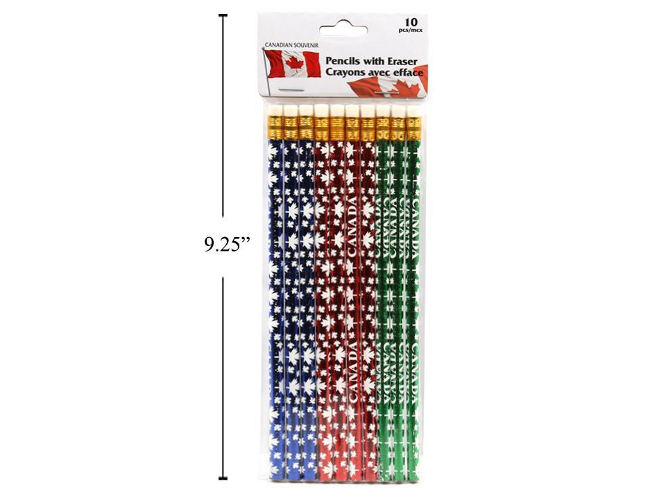 Canada 10-Pack Pencils with Erasers, 7-3/8" Length