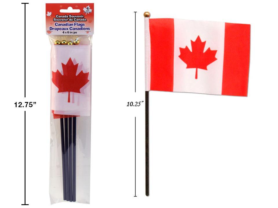 Canada 4-Pack 4"x6" Nylon Flags with 10.25" Poles