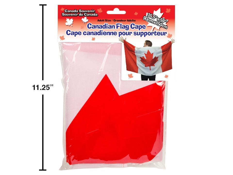 Canadian Flag Cape, Dimensions 35.5" x 59", Packaged in Poly Bag Header (pbh)