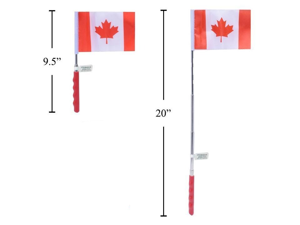 Canada Telescopic Flag, extends from 8.3" to 21.25"L, label