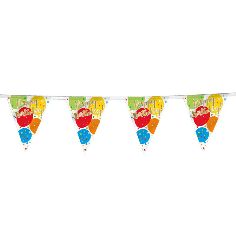 Glittering Gold Birthday Flag Banner, 12 ft