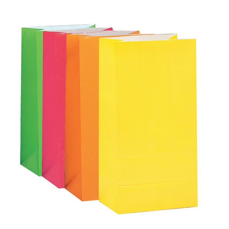 Neon Assorted Paper Party Bags, Pack of 10