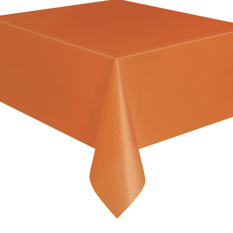 Pumpkin Orange Rectangular Plastic Table Cover, 54 x 108"