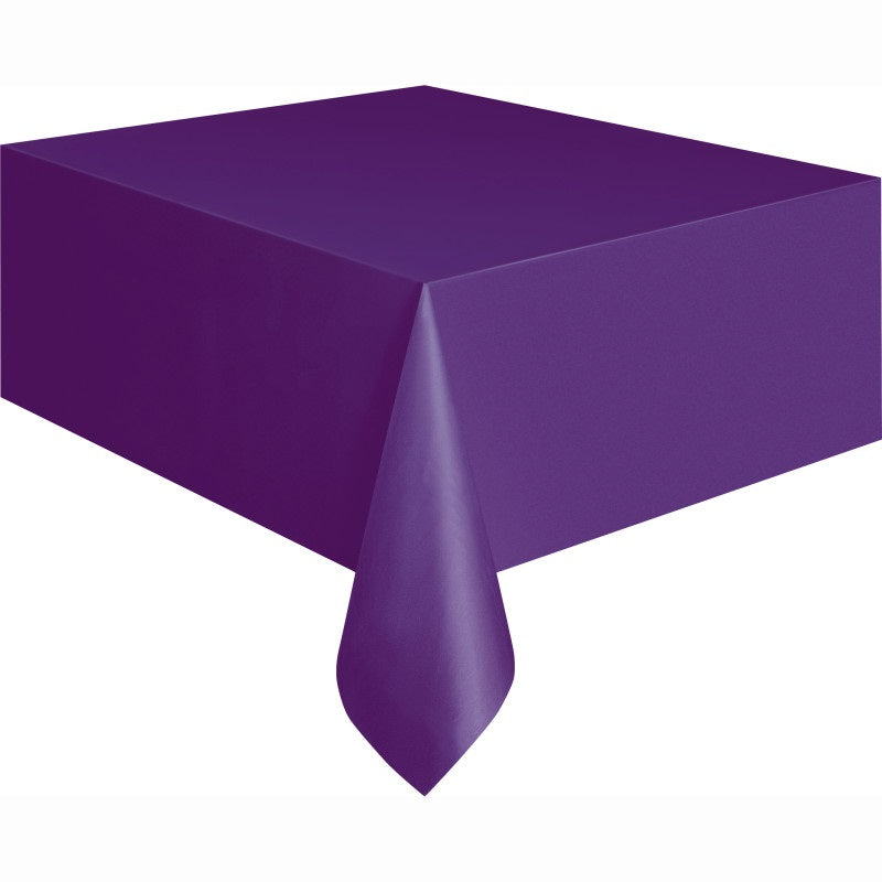 Deep Purple Rectangular Plastic Table Cover, 54 x 108 Inches