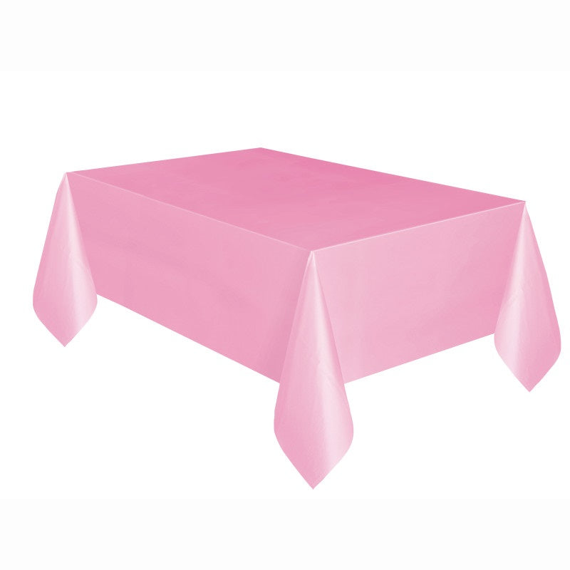 Pink Solid Rectangular Plastic Table Cover, 54 x 108"