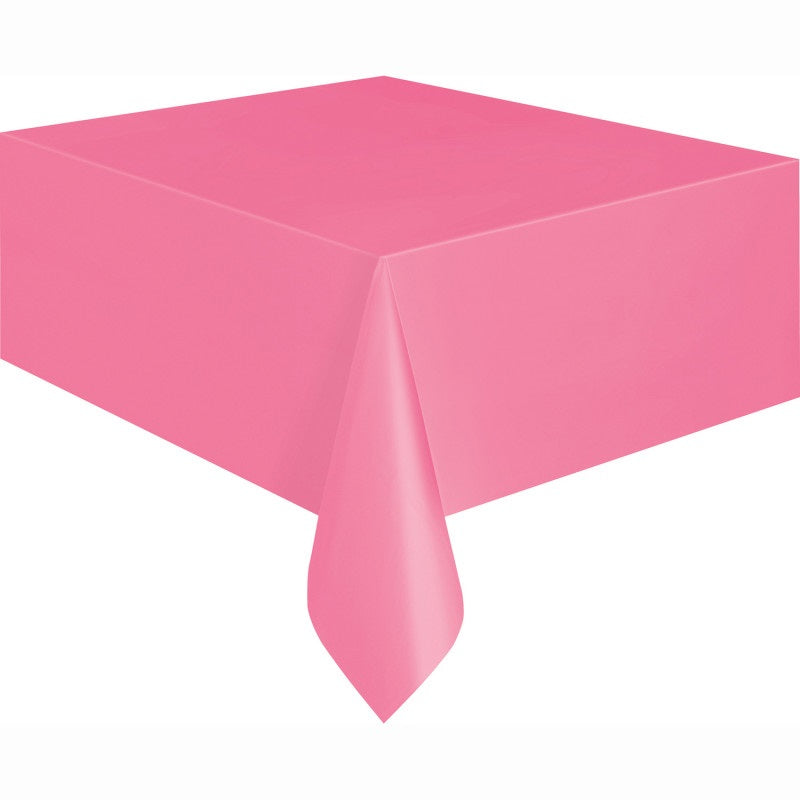 Hot Pink Rectangular Plastic Table Cover, 54 x 108 Inches