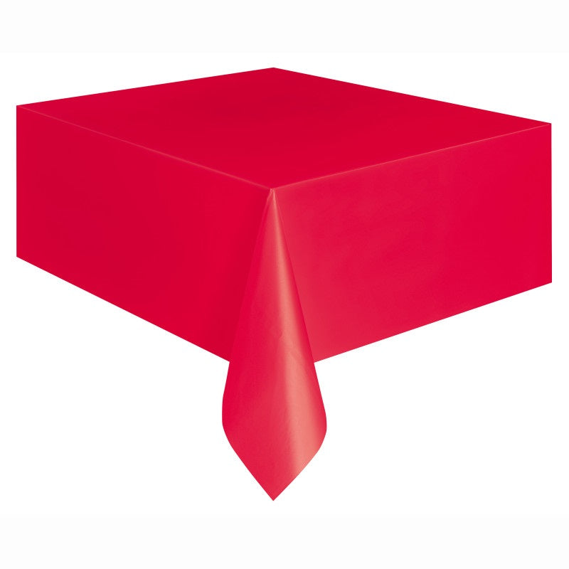 Ruby Red Rectangular Plastic Table Cover, 54 x 108"