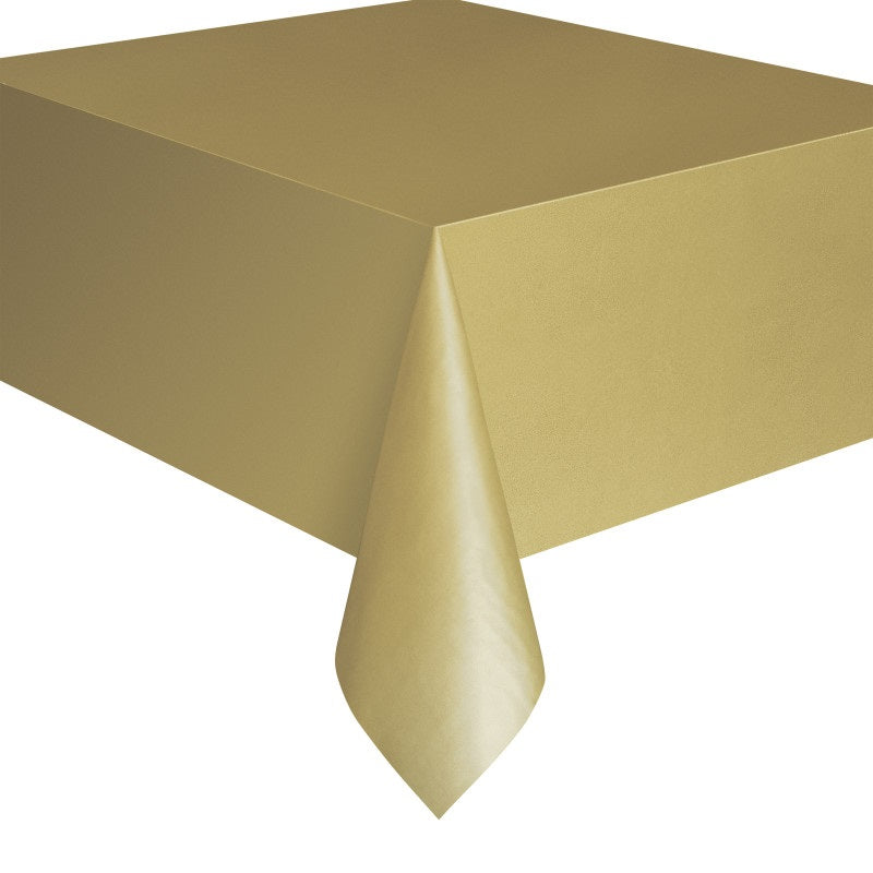 Gold Solid Rectangular Plastic Table Cover, 54 x 108 Inches