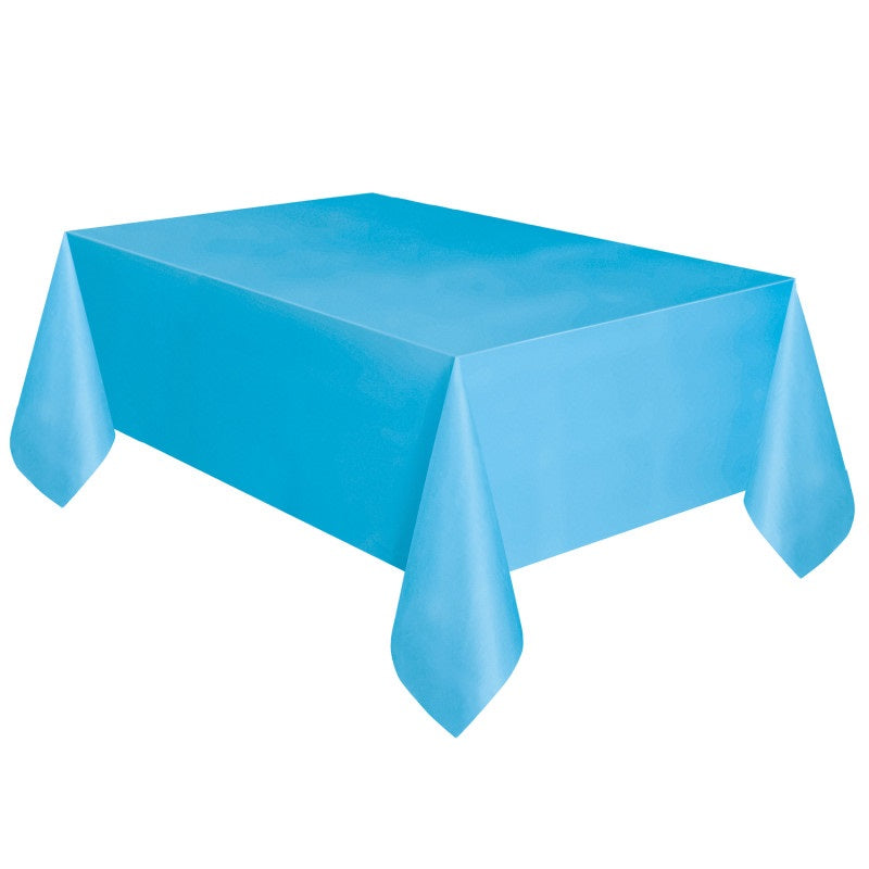 Powder Blue Rectangular Plastic Table Cover, 54 x 108 Inches