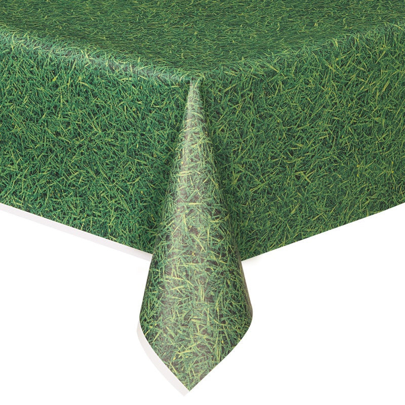 Rectangular Plastic Table Cover in Green Grass, 54 x 108"