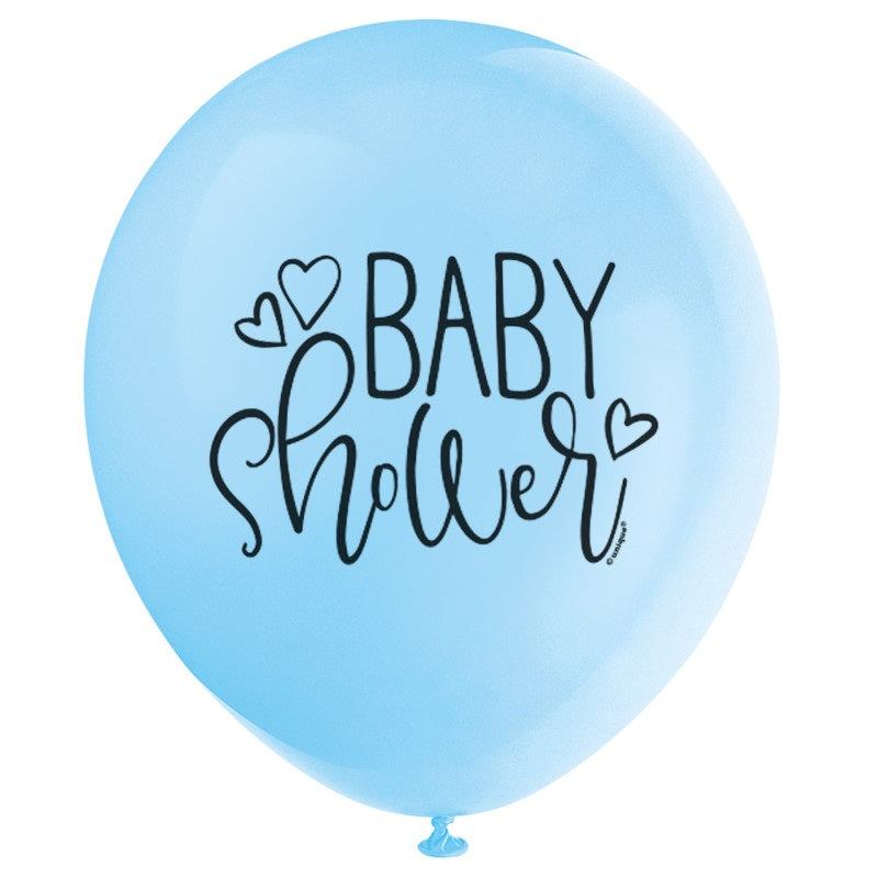 Blue Baby Shower 12 Latex Balloons  8ct"