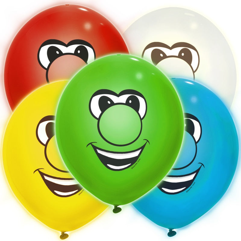 Happy Face Light Up Balloons, Pack of 5