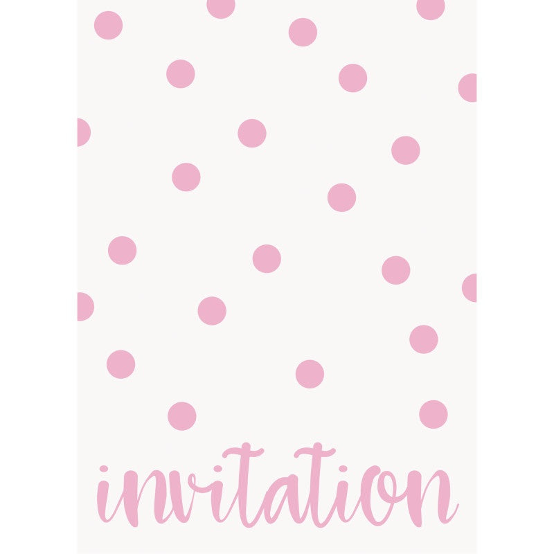 Pastel Pink Dots Invitations  8ct