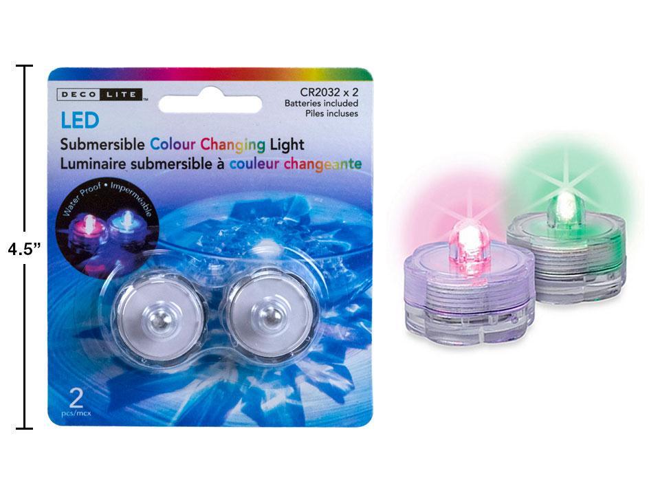 2pk Submersible LED Tealights Colour Changing, 2xCR2032