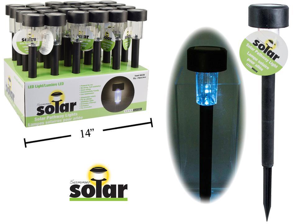 Solar 9.5"L LED Pathway Stake , plastic, 24/PDQ