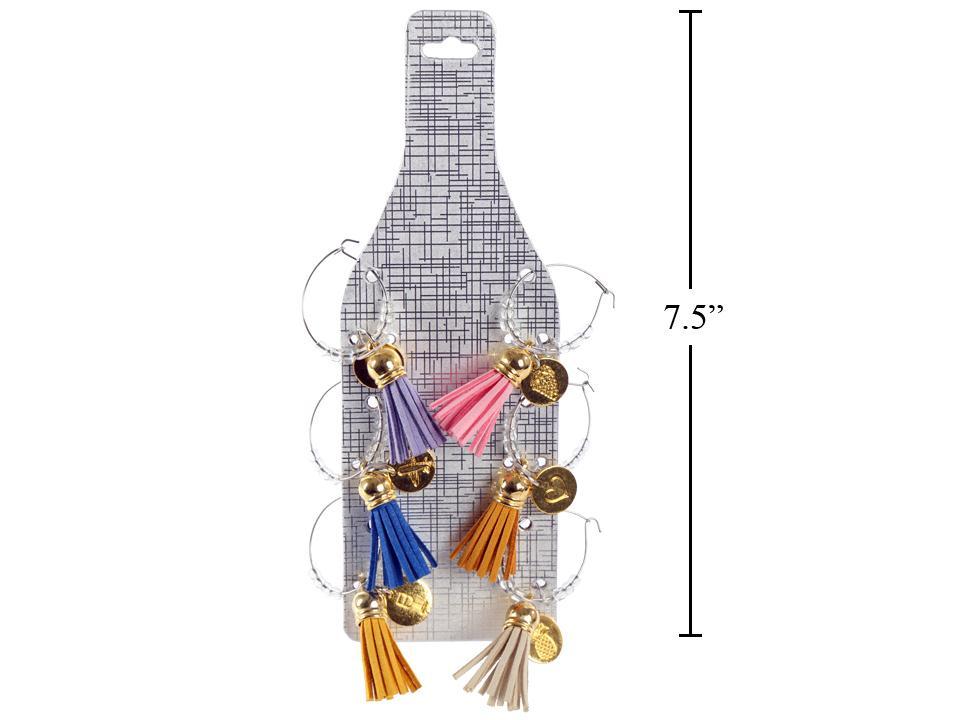Xmas Set/6 Wine Charms w/Tassels, t.o.c