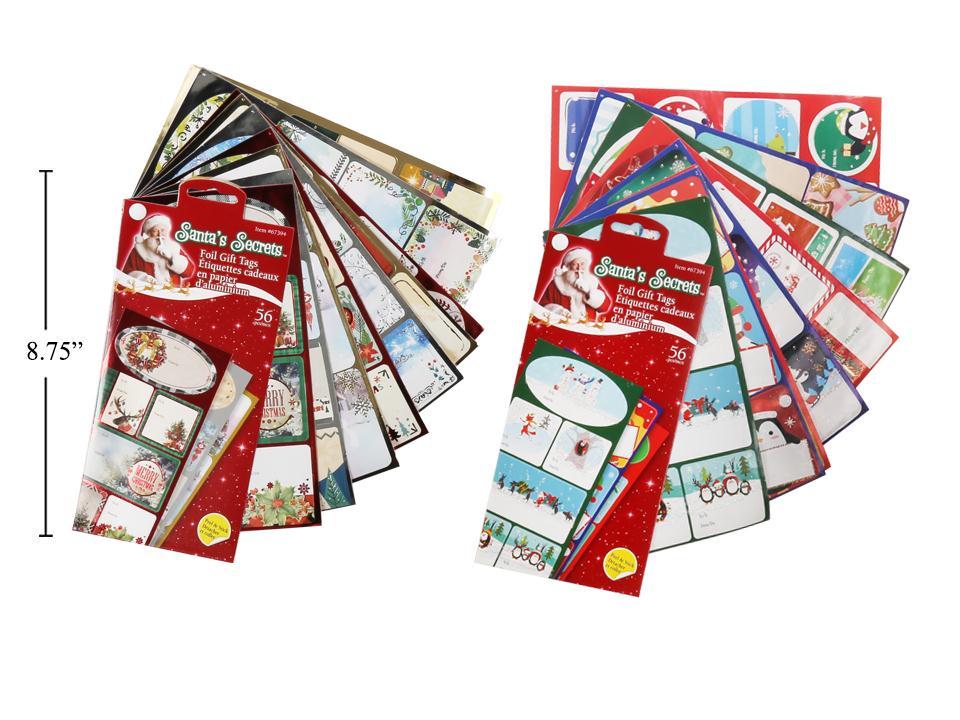 S.Secrets 56ct. Peel & Stick Xmas Foil/Glitter Gift Tag Booklet, 2/s,