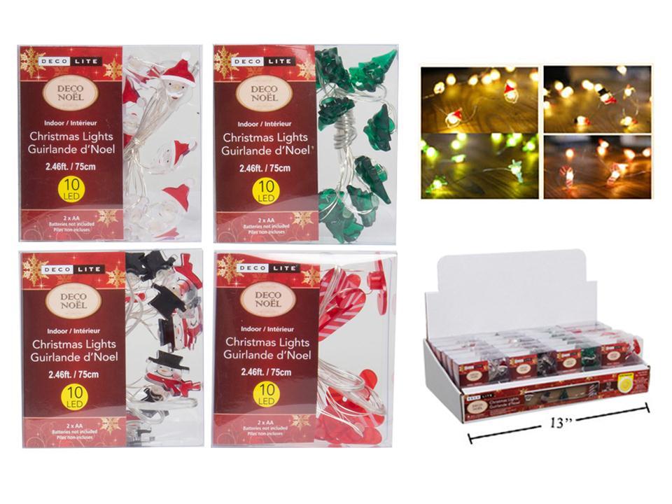 Deco N. 10 LED Xmas Copper String Lights,2.65',B/O,2/s,pvc box,24/pdq