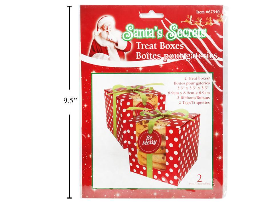 S.Secrets 2pk Xmas Treat Boxes with Ribbon & Tags,3.5"x3.5", insert